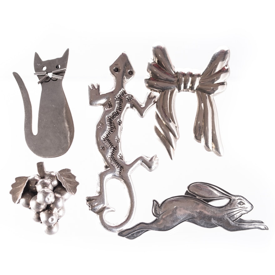 Assortment of Sterling Silver Brooches