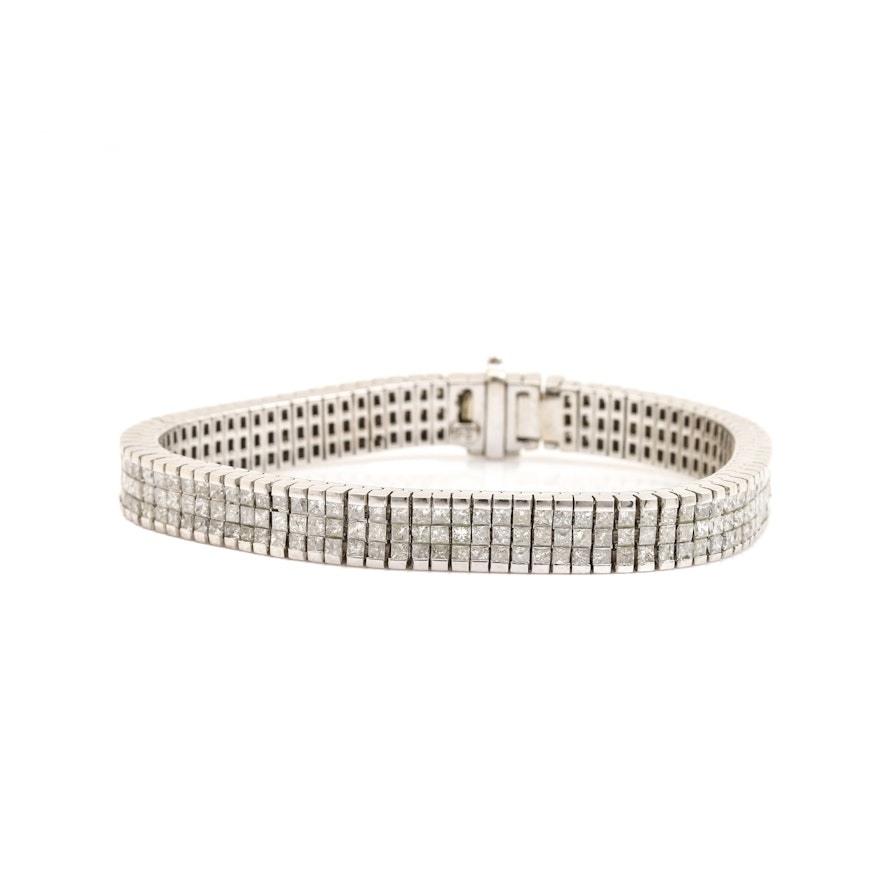 18K White Gold 11.52 CTW Diamond Link Bracelet