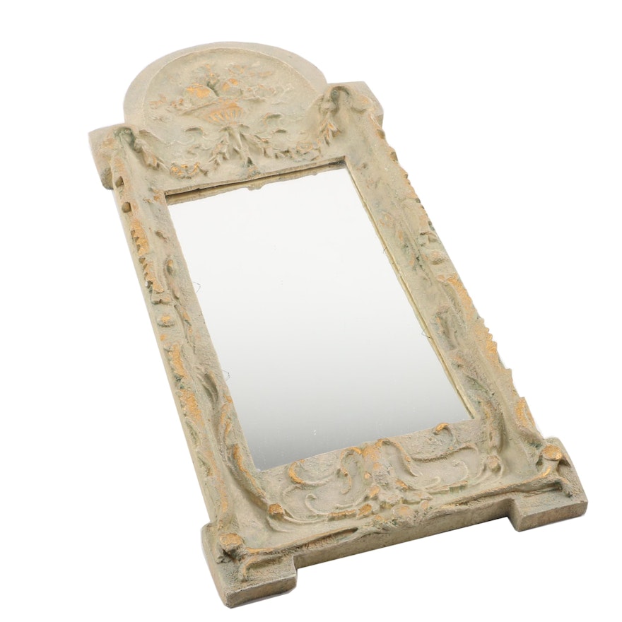 Distressed Finish Neoclassical Style Wall Mirror