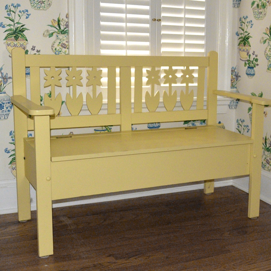 Decorative Painted Bench with Storage