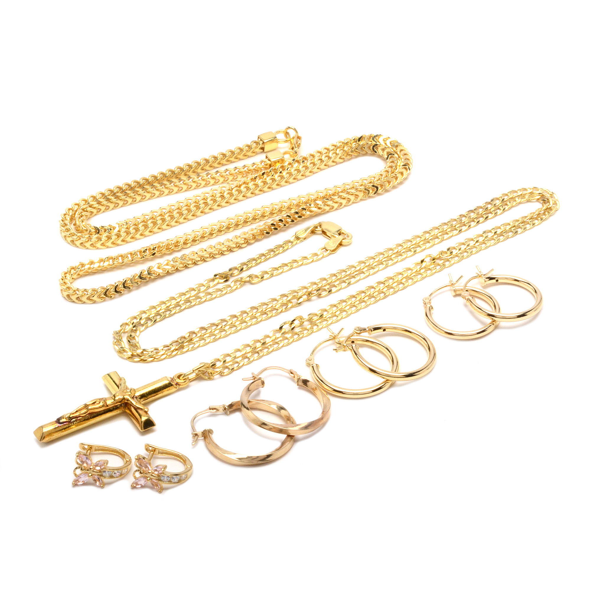 Sterling Silver Gold Tone Earrings and Necklaces
