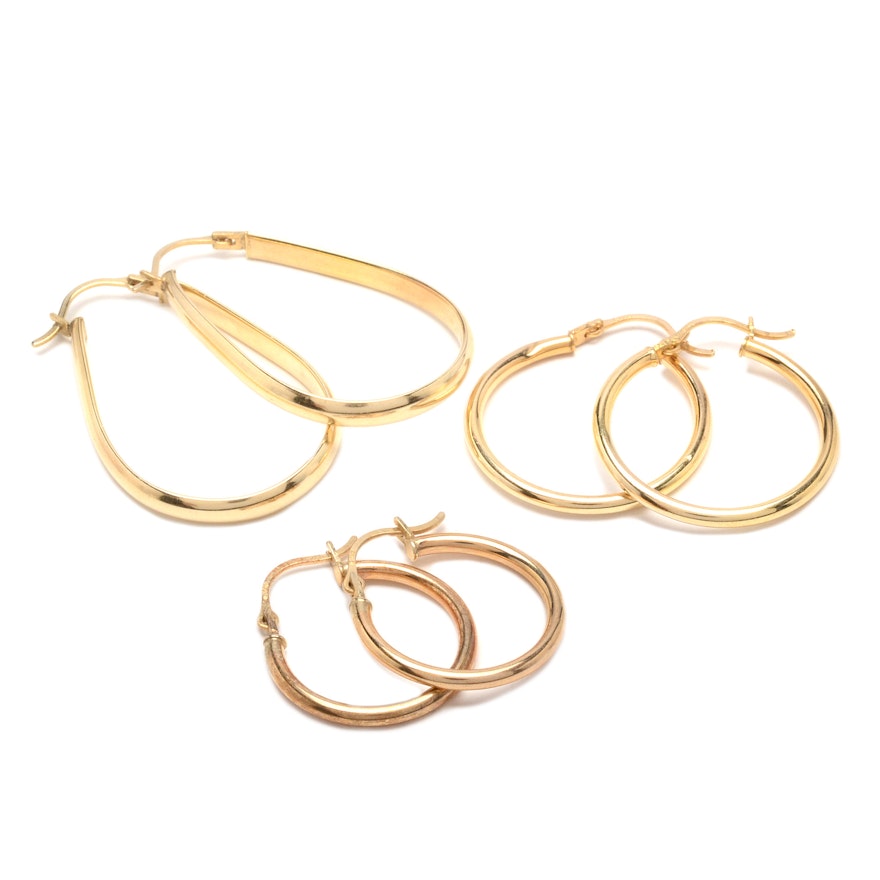 14K Yellow Gold Hoop Earrings