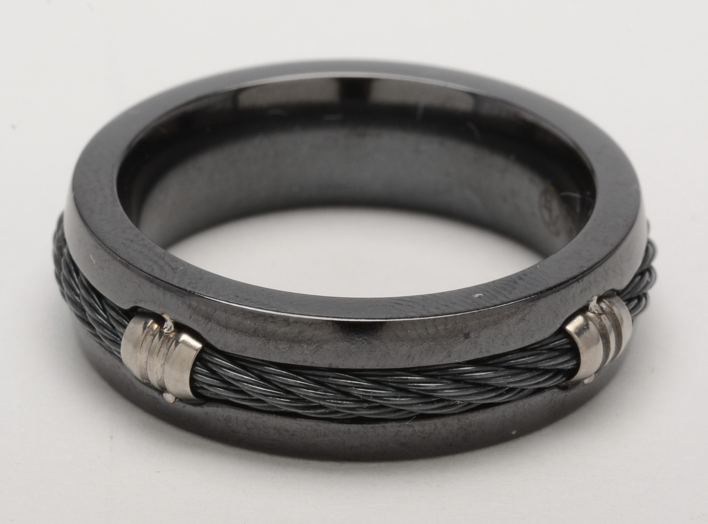 Edward Mirell Titanium Black Cable Ring Band