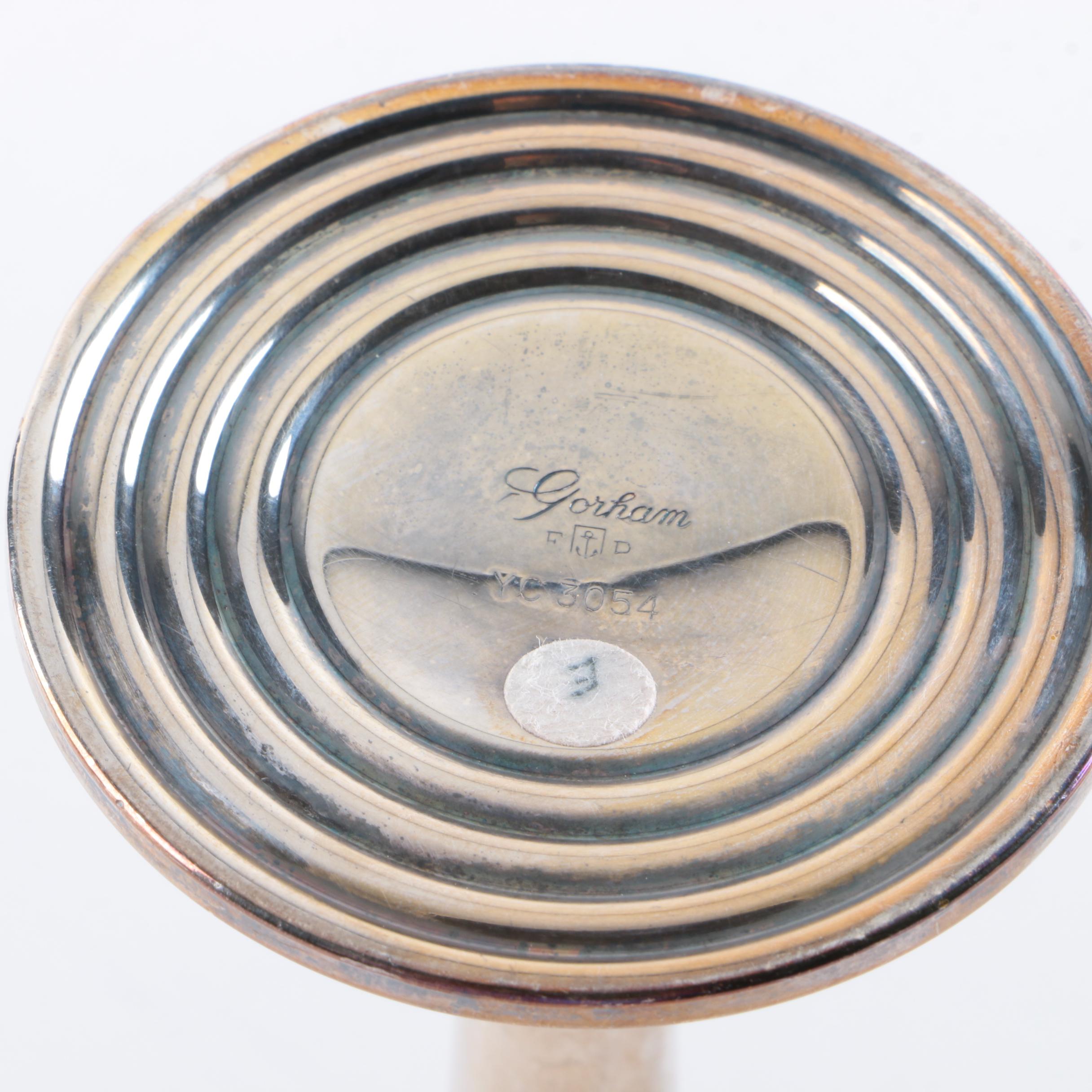 Gorham "Rondo" Silver Plate Flute Vase with Silver Plate Candleholder