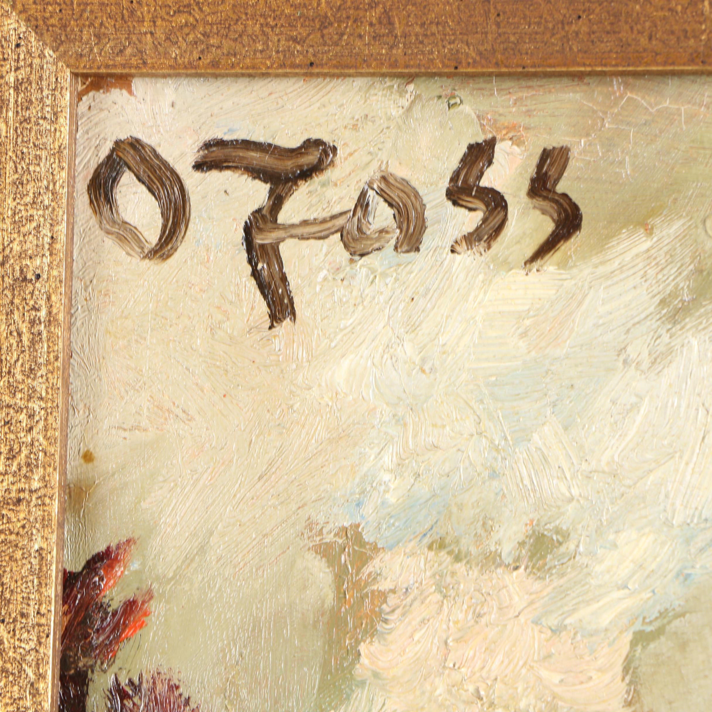 Olivier Foss Oil Painting of a Street Scene on the River