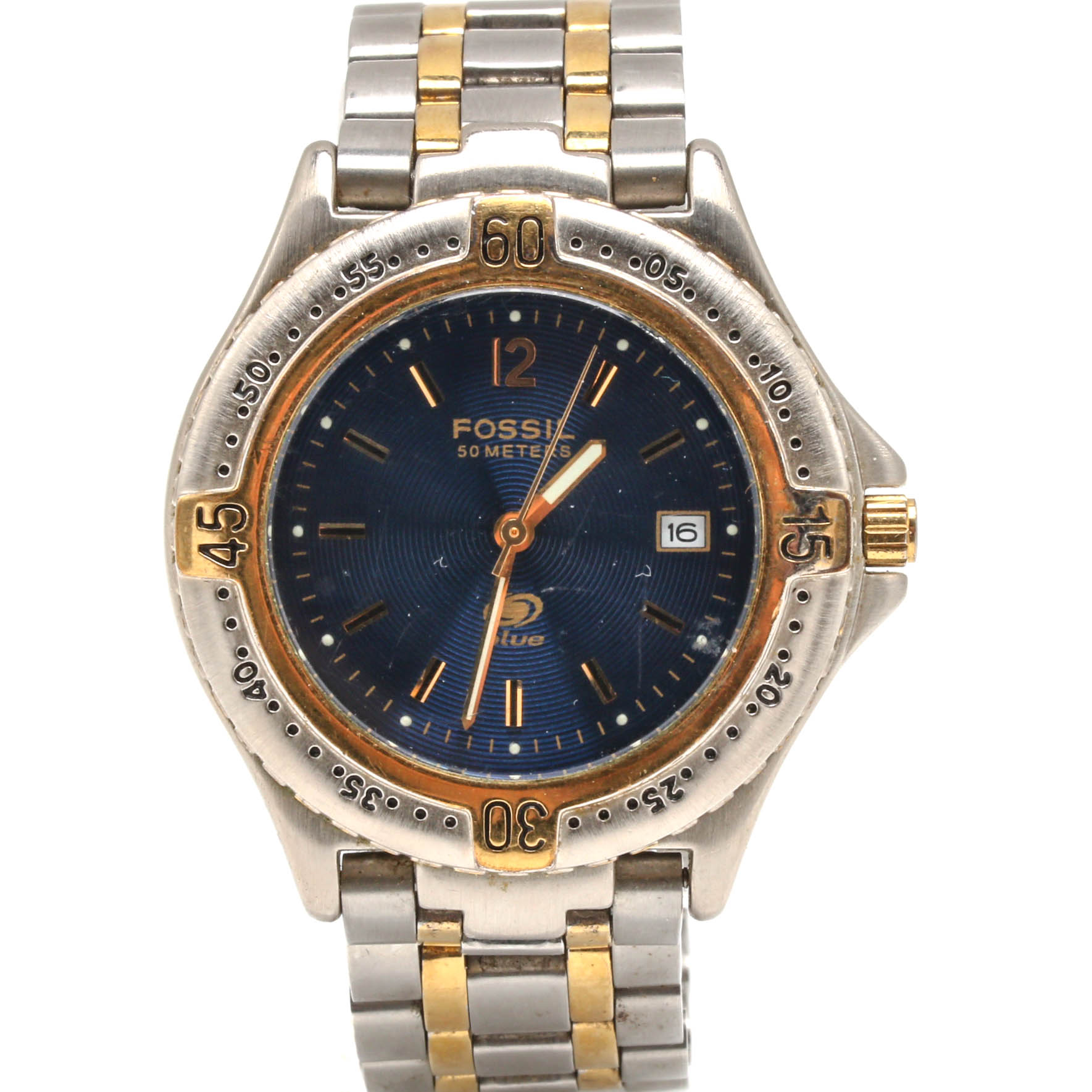 Fossil Blue Two Tone Watch
