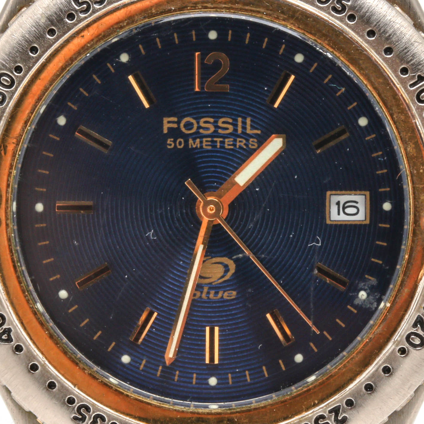 Fossil Blue Two Tone Watch