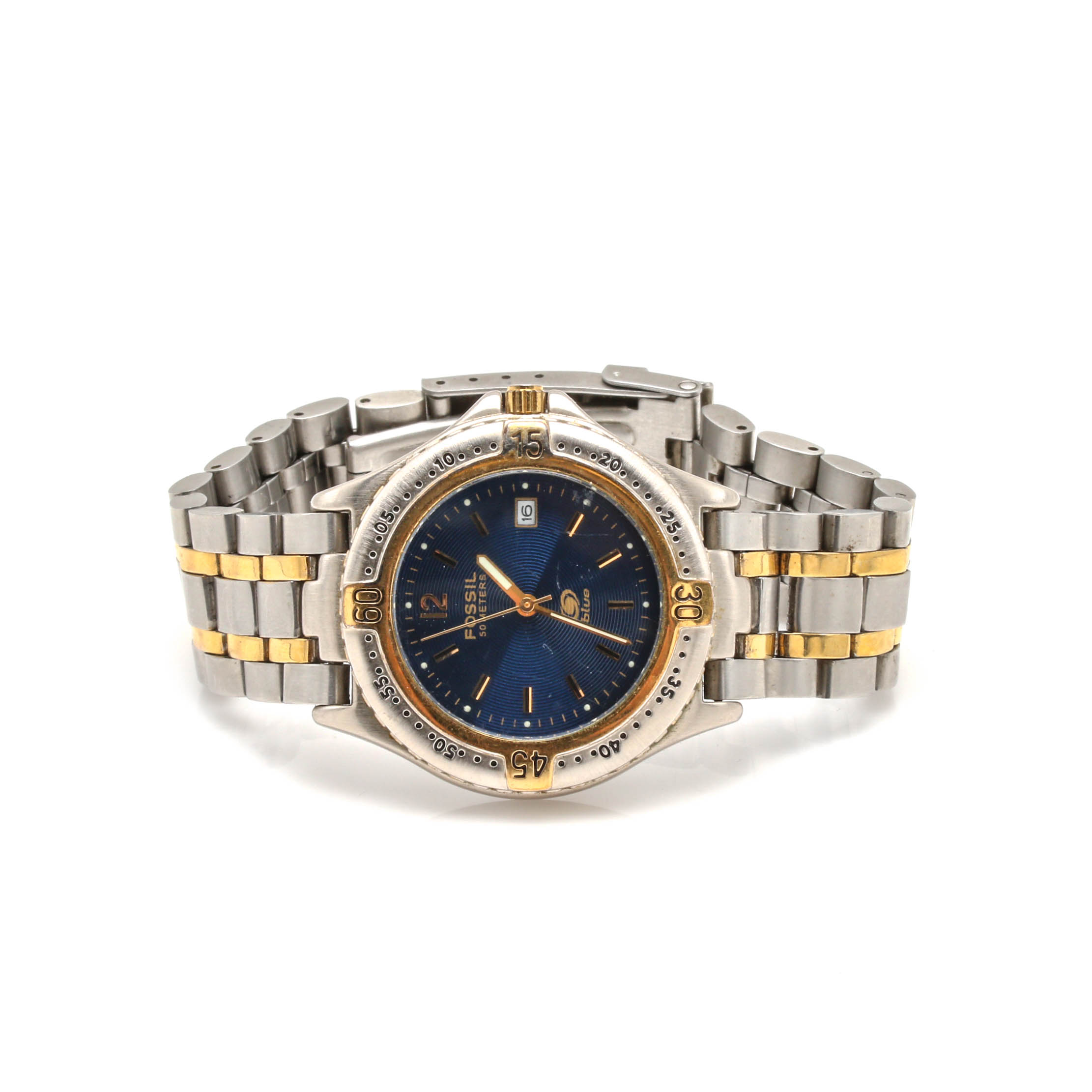 Fossil Blue Two Tone Watch