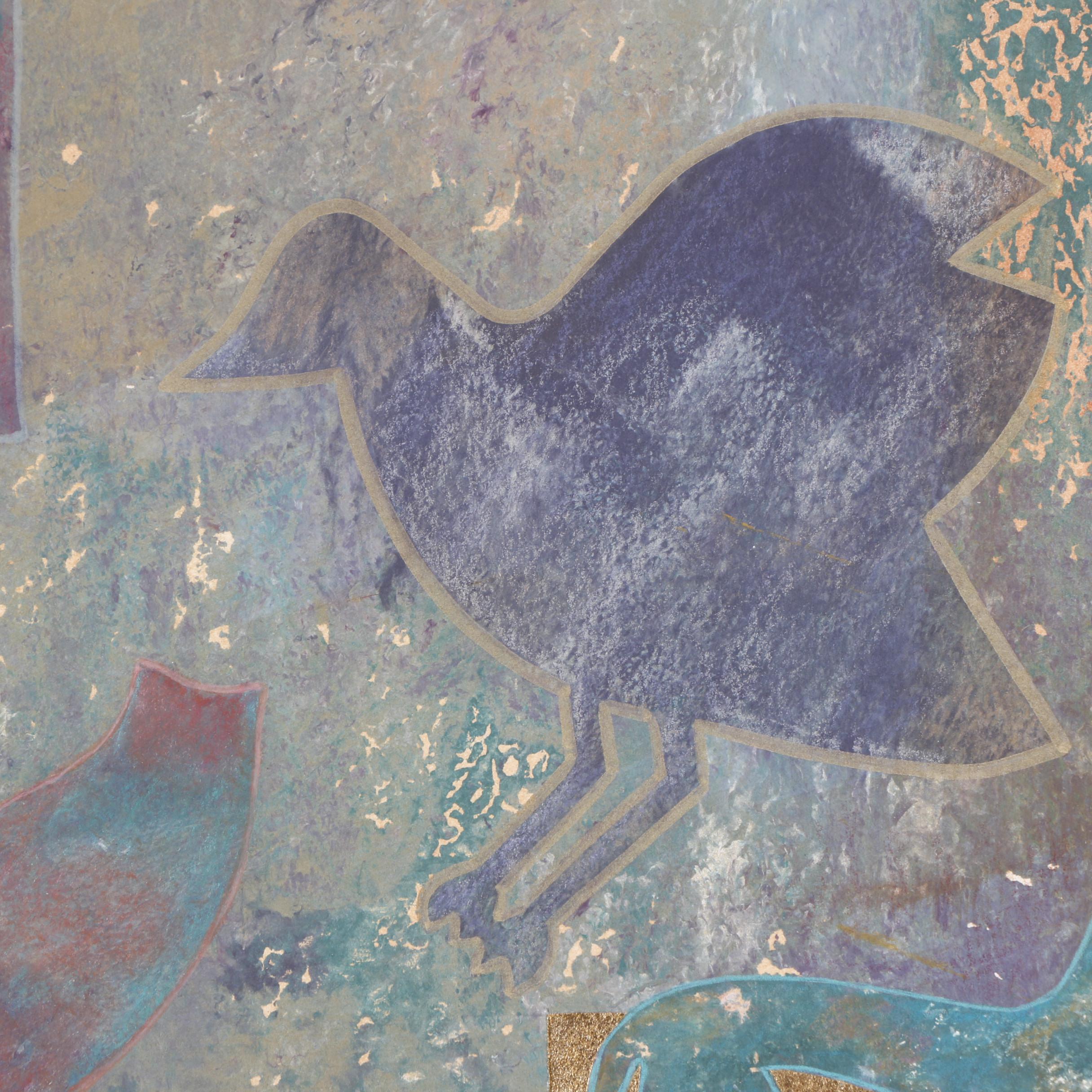 Abstract Lithograph Featuring Animal Symbols