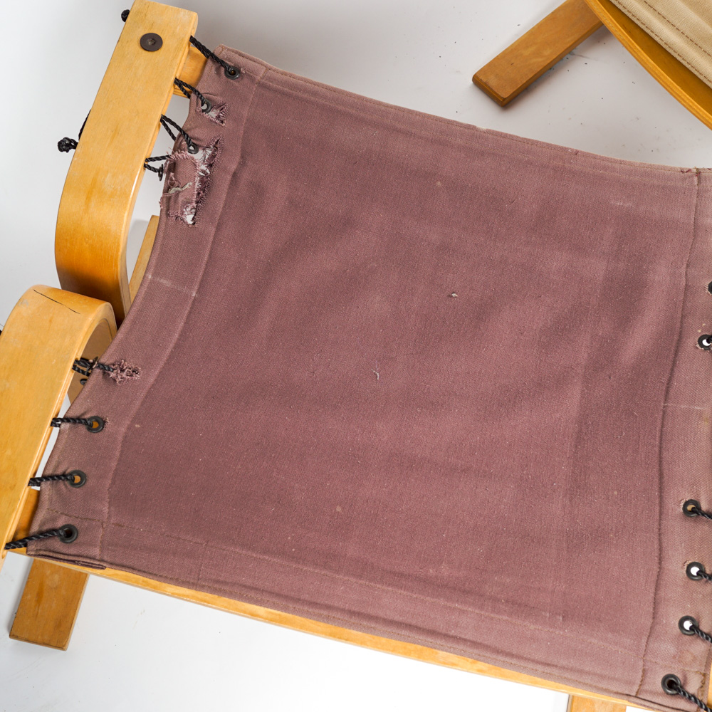 Danish Modern Laminated Beech Wood Chair and Ottoman in Style of Ingmar Relling