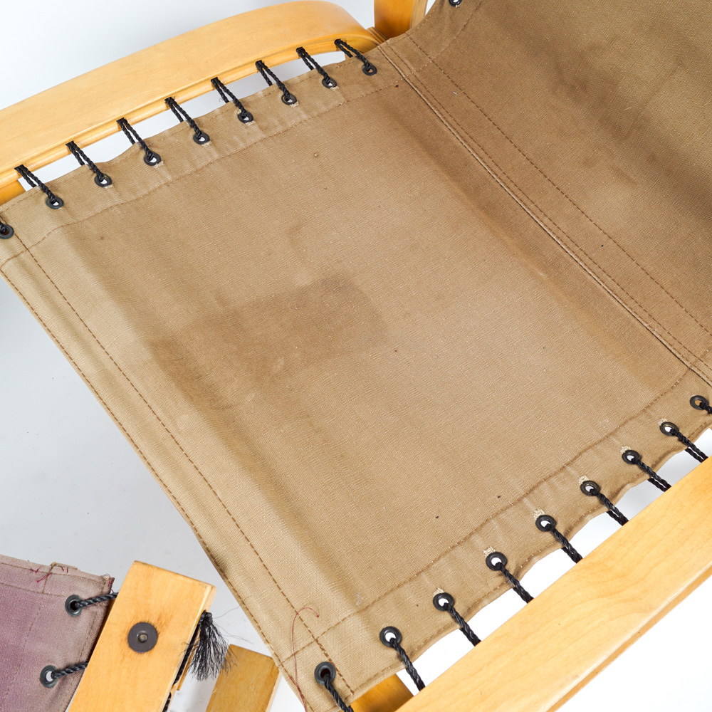 Danish Modern Laminated Beech Wood Chair and Ottoman in Style of Ingmar Relling