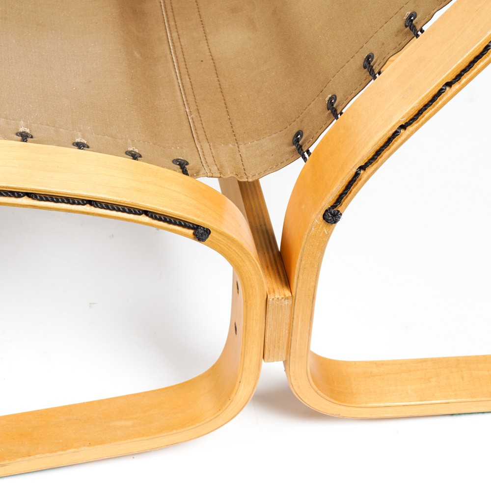 Danish Modern Laminated Beech Wood Chair and Ottoman in Style of Ingmar Relling