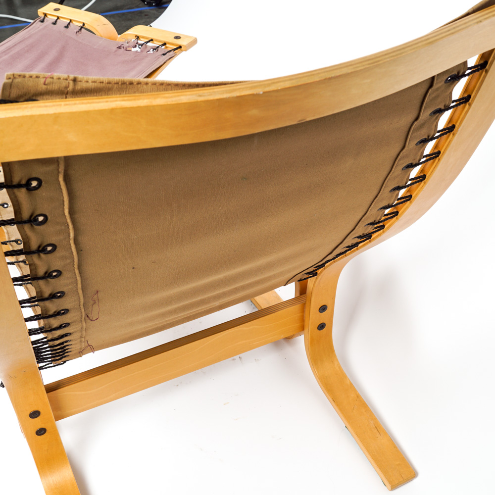 Danish Modern Laminated Beech Wood Chair and Ottoman in Style of Ingmar Relling