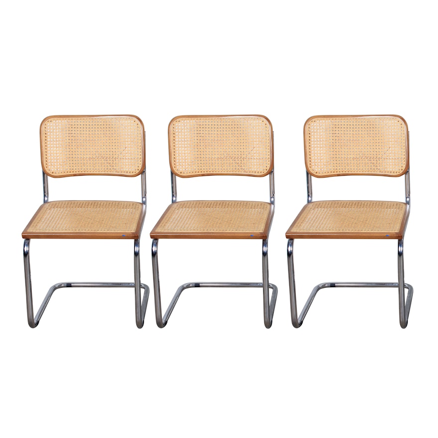 Three Marcel Breuer Style Mid Century Modern Cantilevered Chairs