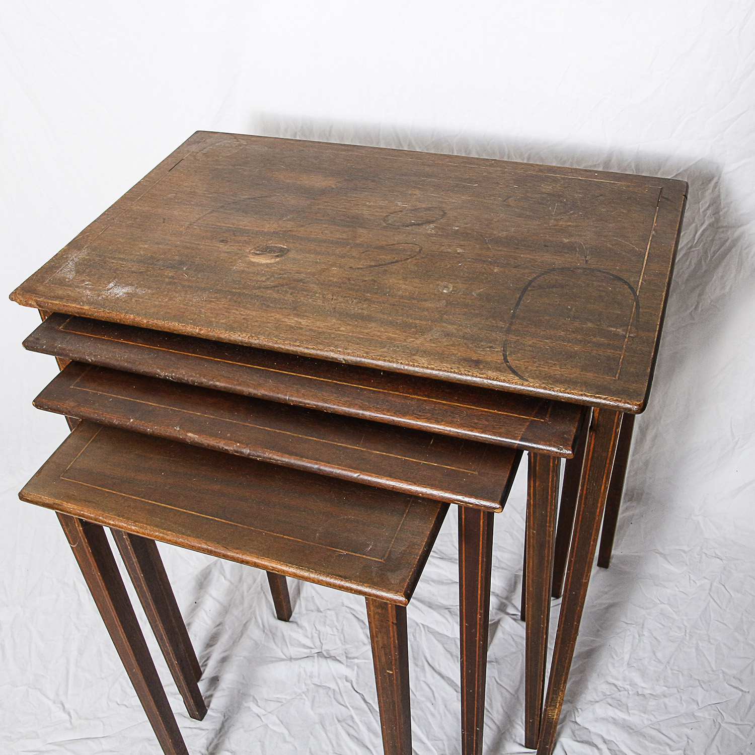 Vintage Inlaid Mahogany Nesting Tables