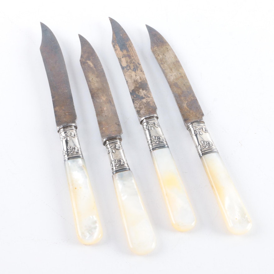 Mother of Pearl and Sterling Silver Handled Fruit Knives