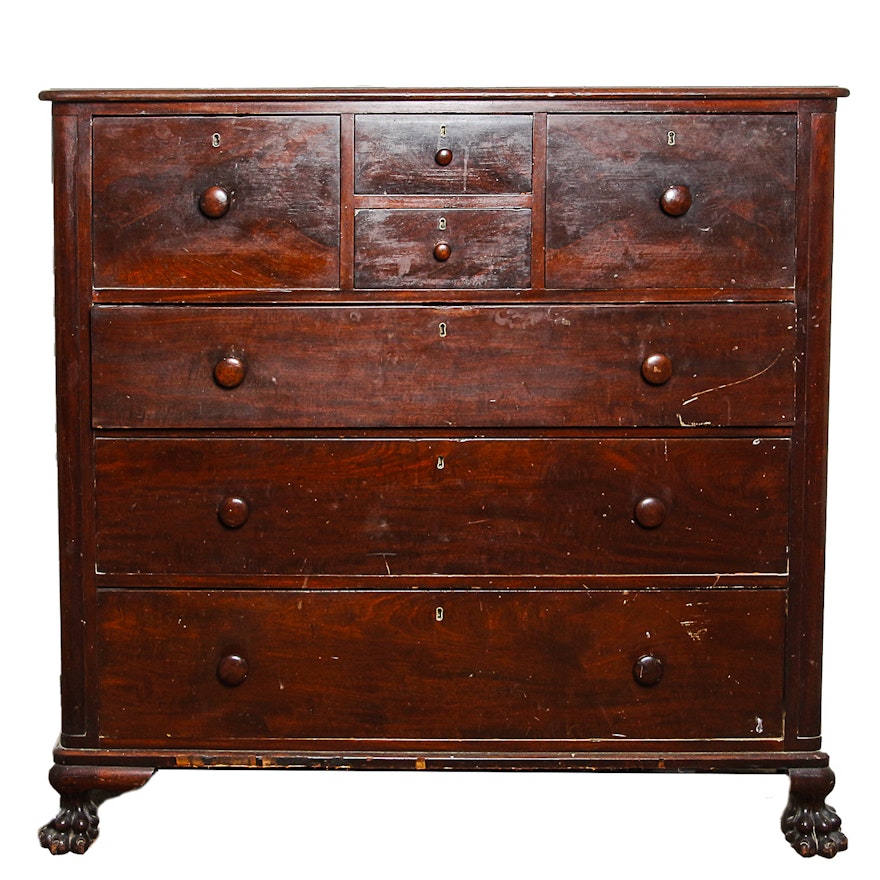 Antique Empire-Revival Mahogany Chest of Drawers