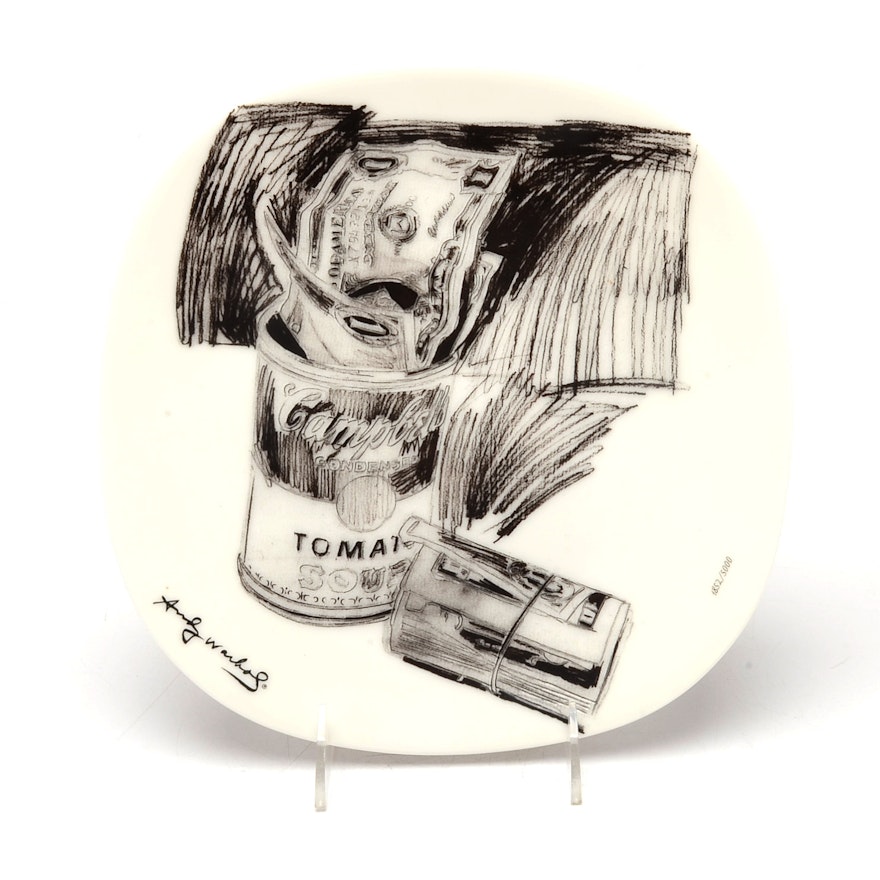 Andy Warhol's "Campbell's Soup Can and Dollar Bills" Plate