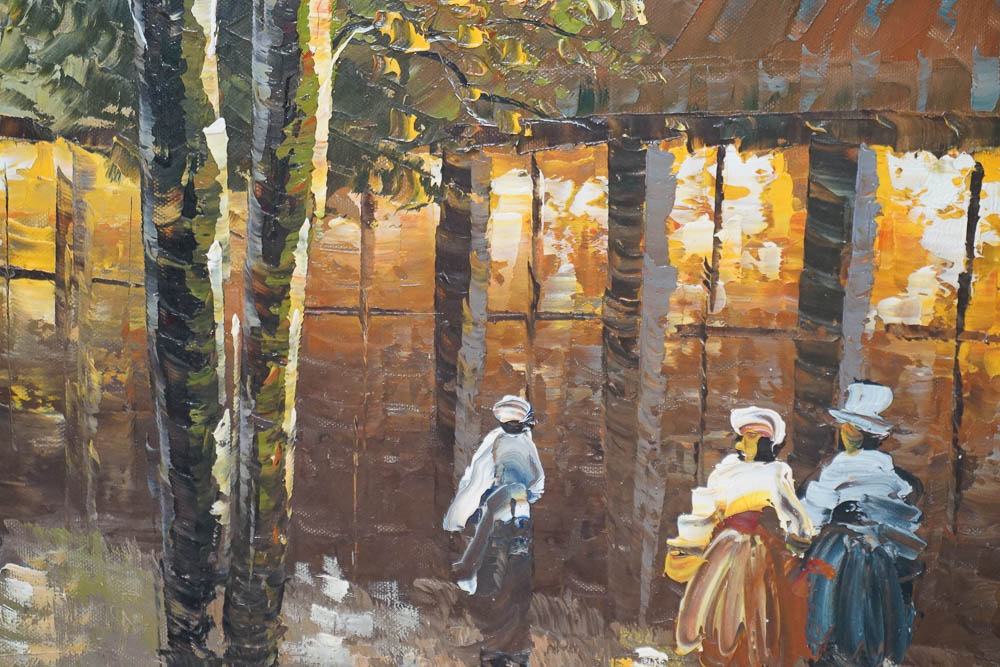 R. Young Oil Painting of Parisian Street Scene After the Rain