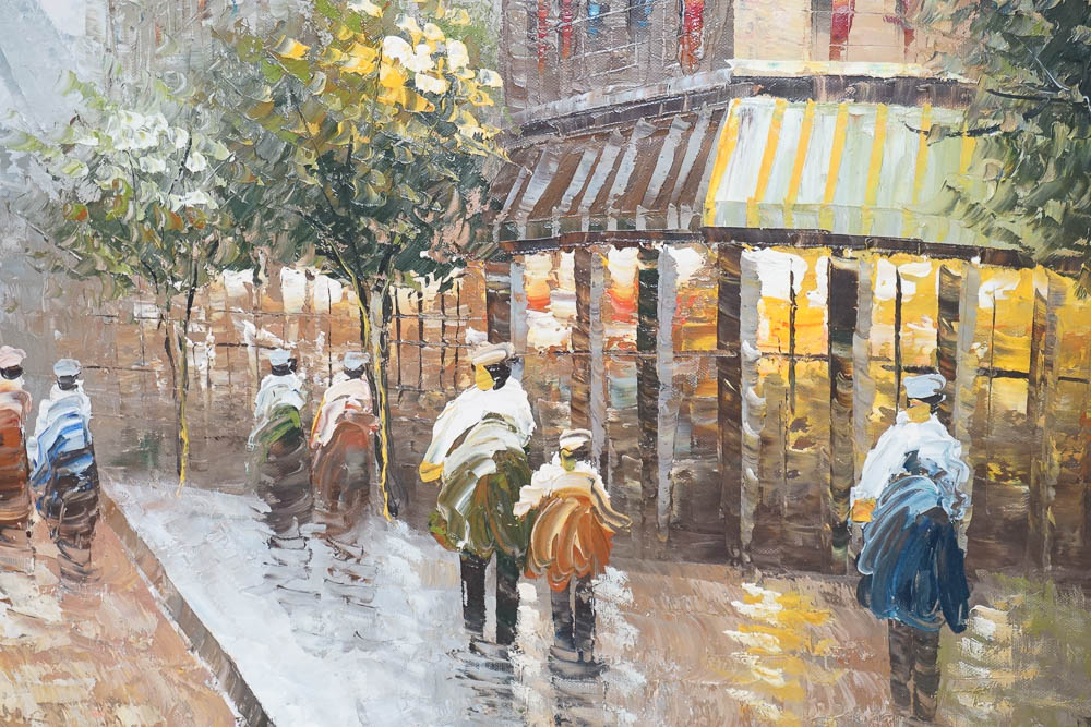 R. Young Oil Painting of Parisian Street Scene After the Rain