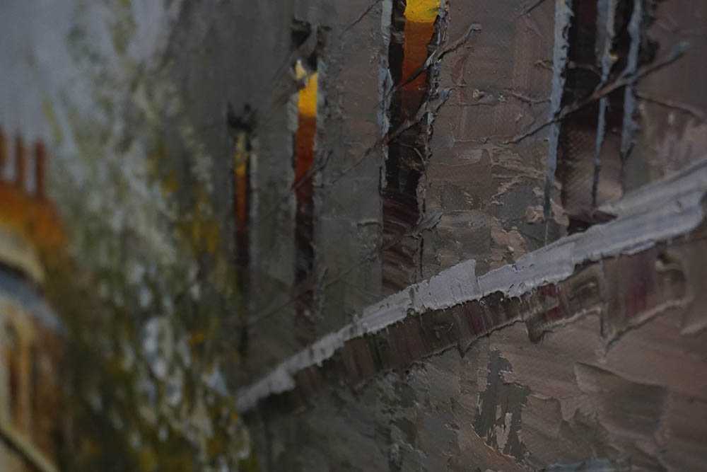 R. Young Oil Painting of Parisian Street Scene After the Rain