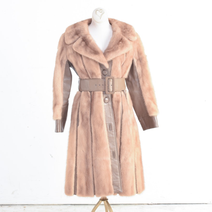 Women's Circa 1970s Vintage Mink Fur and Leather Coat