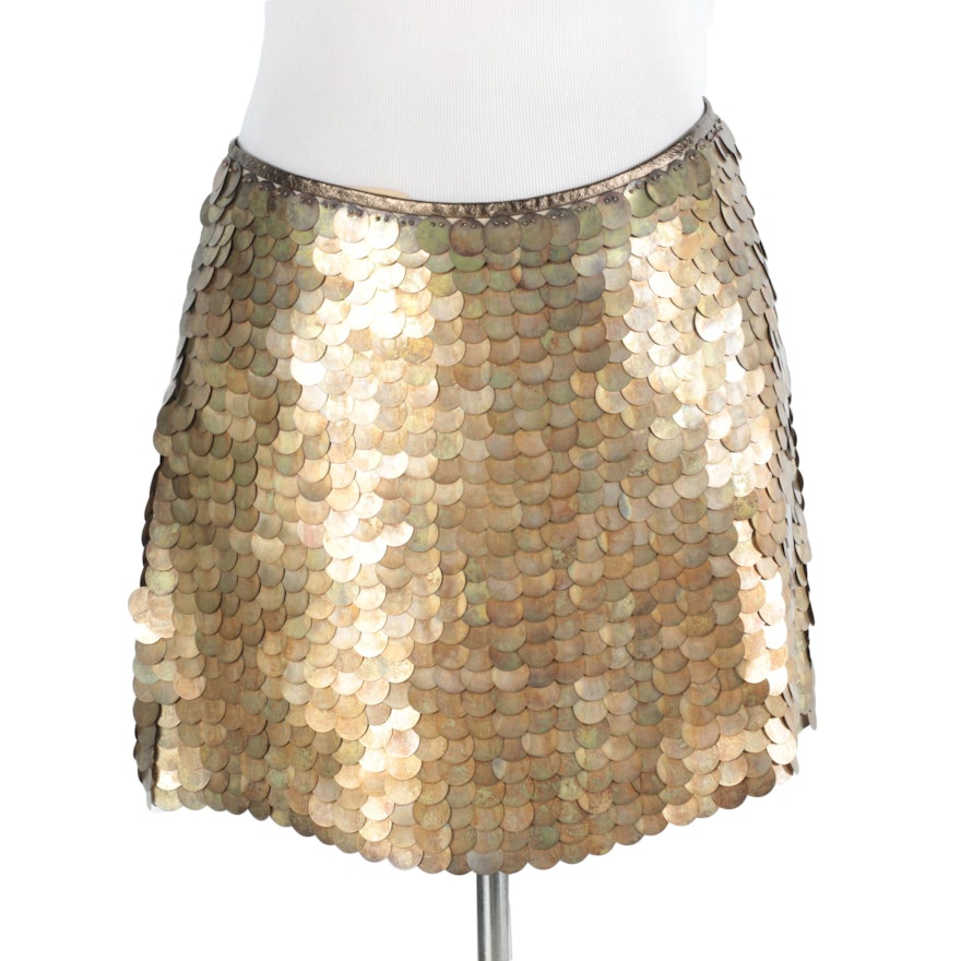 Celine Brass Tone Sequin Skirt