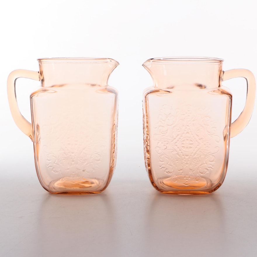 Federal Glass "Madrid Pink" Depression Glass Pitchers