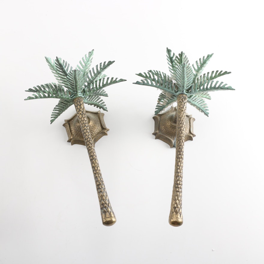 Metal Candle Sconces with Palm Trees