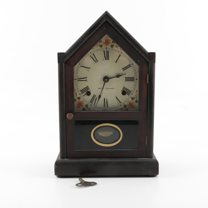 1930s Seth Thomas "Sharon" Wood Steeple Mantel Clock