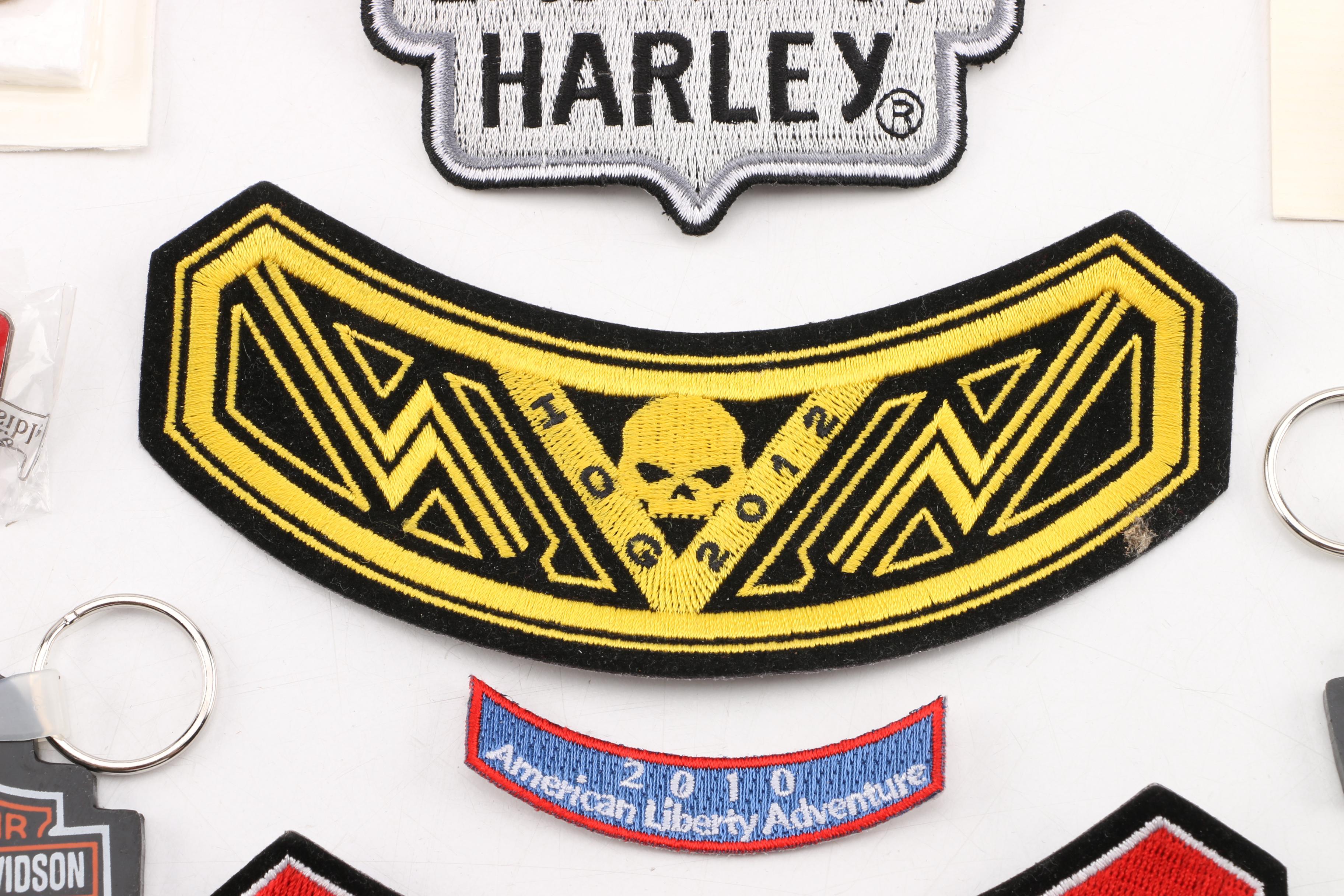 Harley-Davidson Accessories Including Patches, Keychains, Pins and More