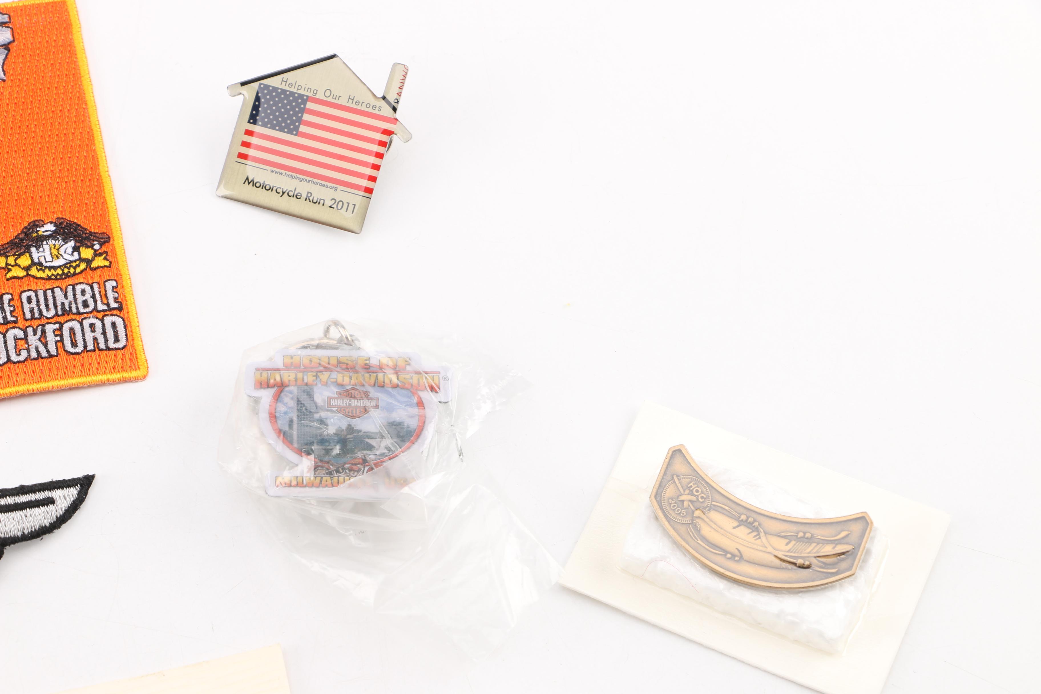 Harley-Davidson Accessories Including Patches, Keychains, Pins and More