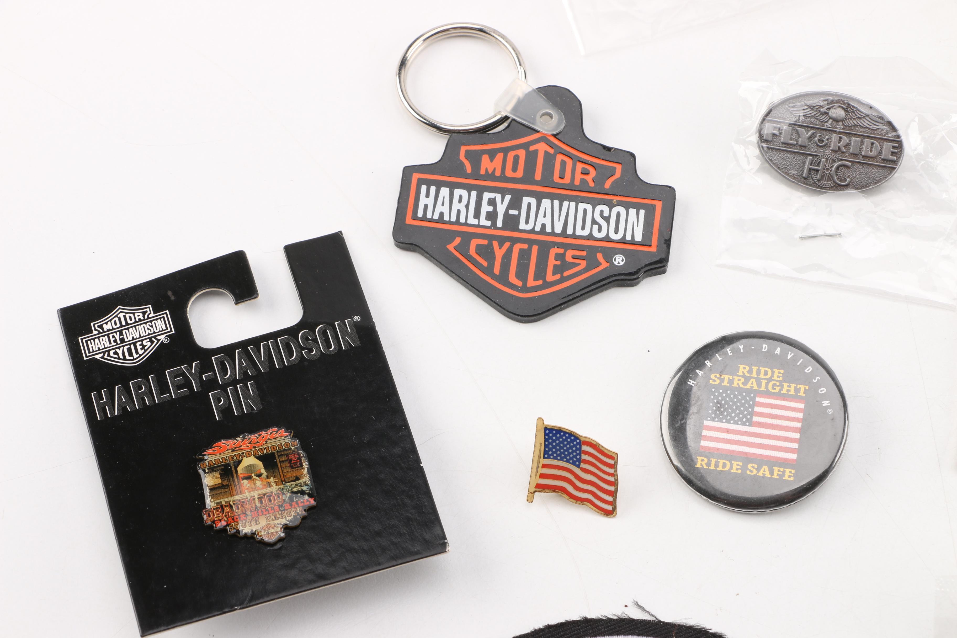 Harley-Davidson Accessories Including Patches, Keychains, Pins and More