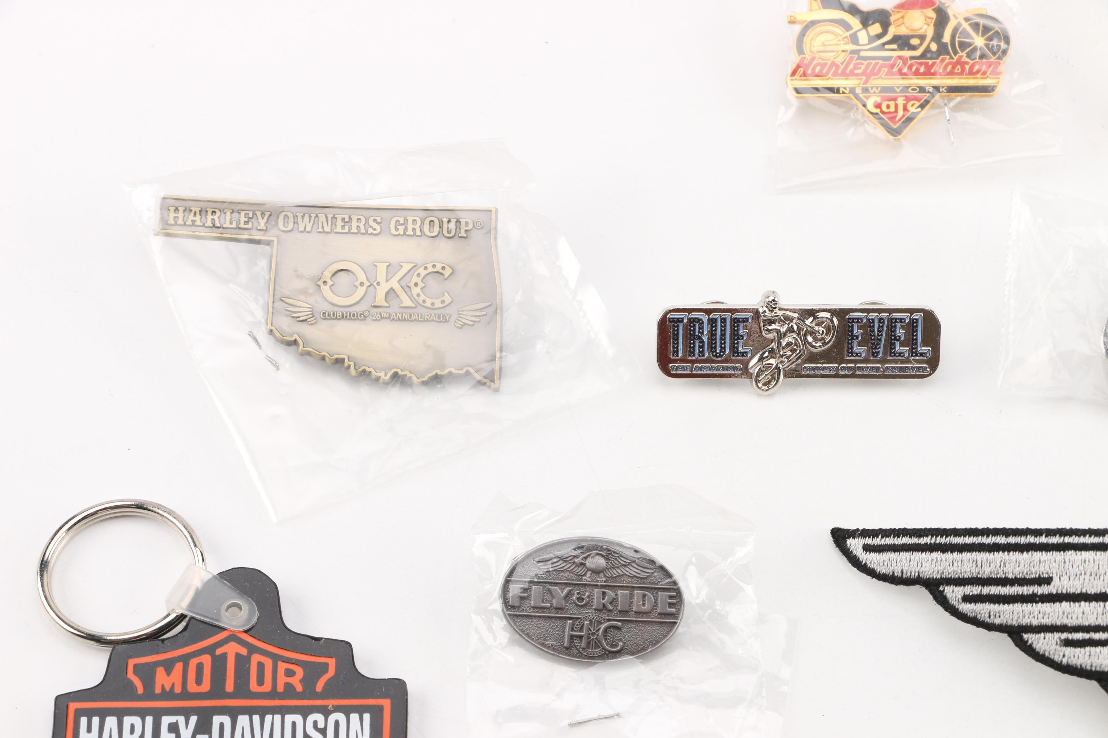 Harley-Davidson Accessories Including Patches, Keychains, Pins and More