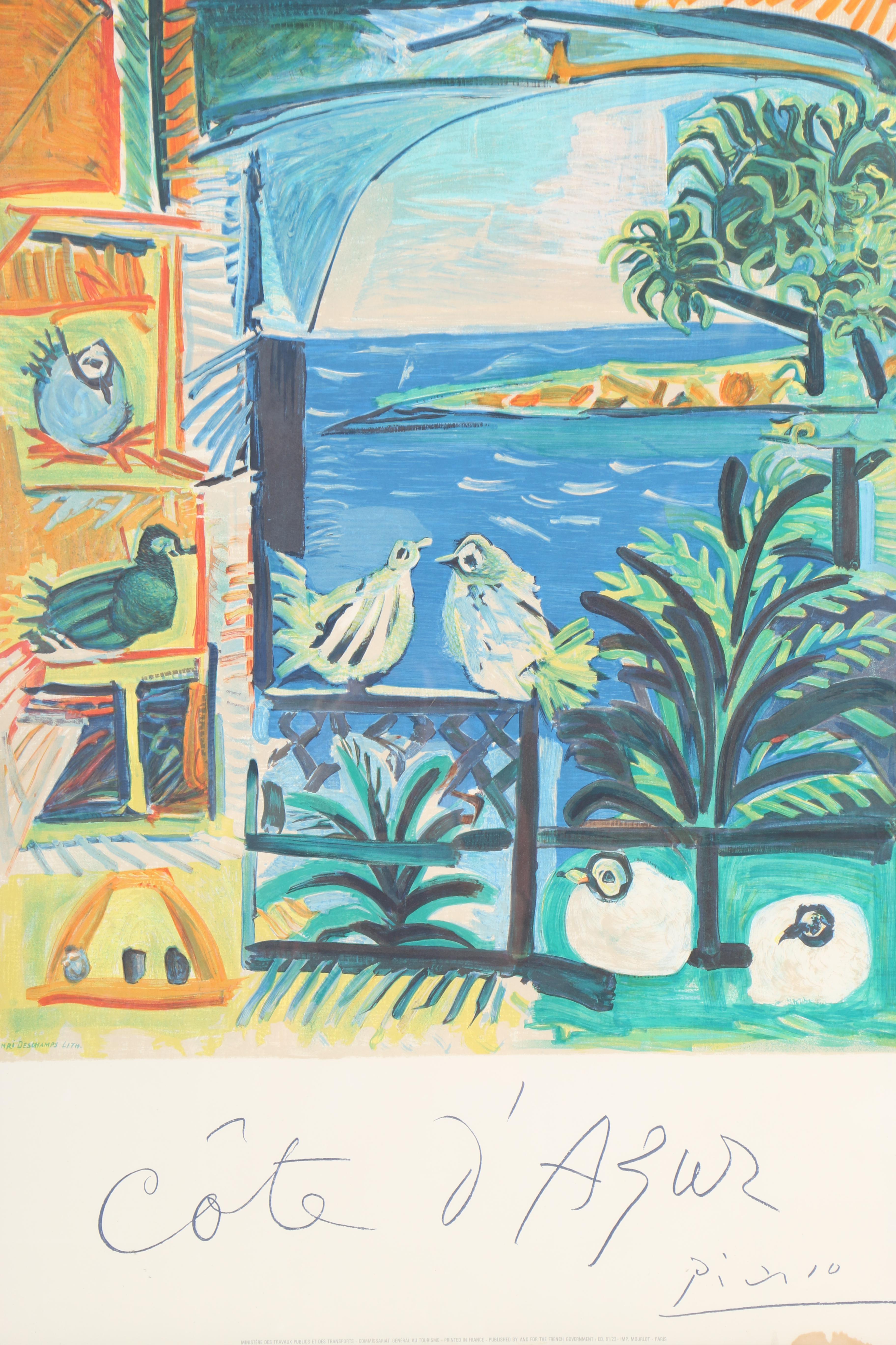 Vintage Henri Deschamps Lithograph after Picasso "Cote d'Azur"