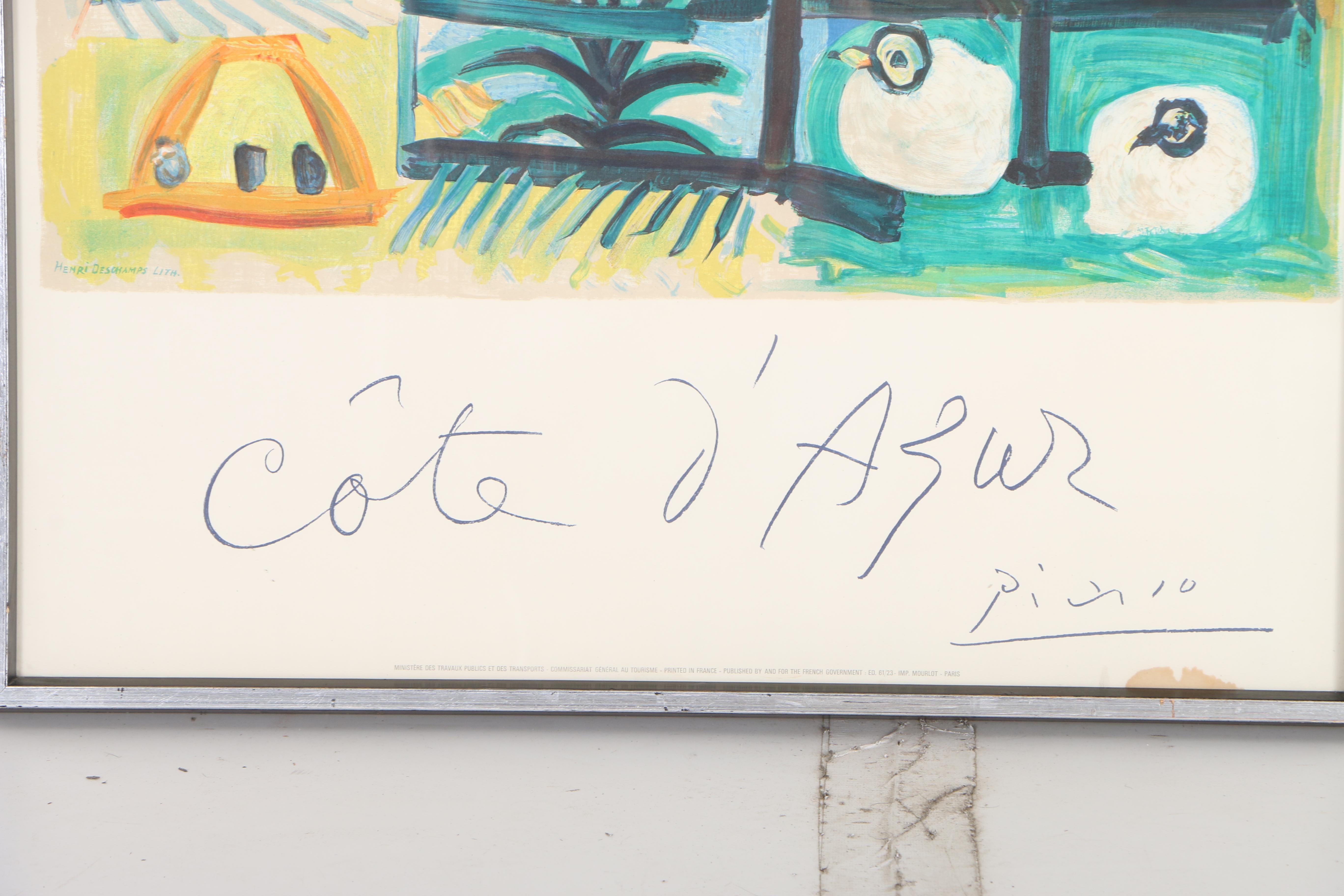 Vintage Henri Deschamps Lithograph after Picasso "Cote d'Azur"