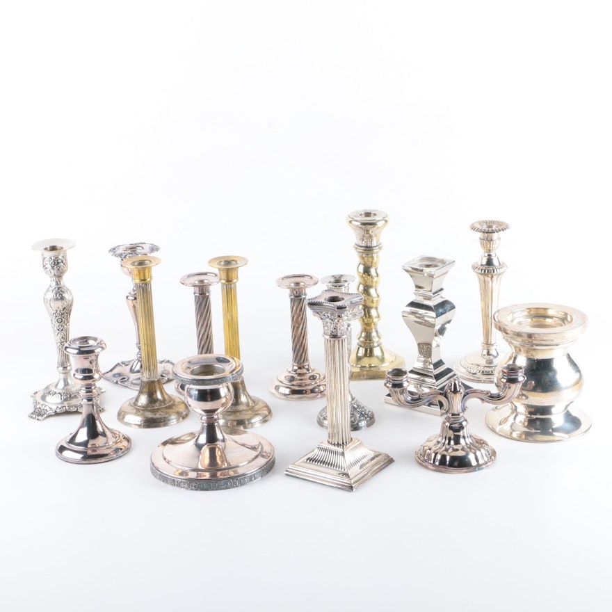 Silver Plate Candleholder and Candlestick Collection