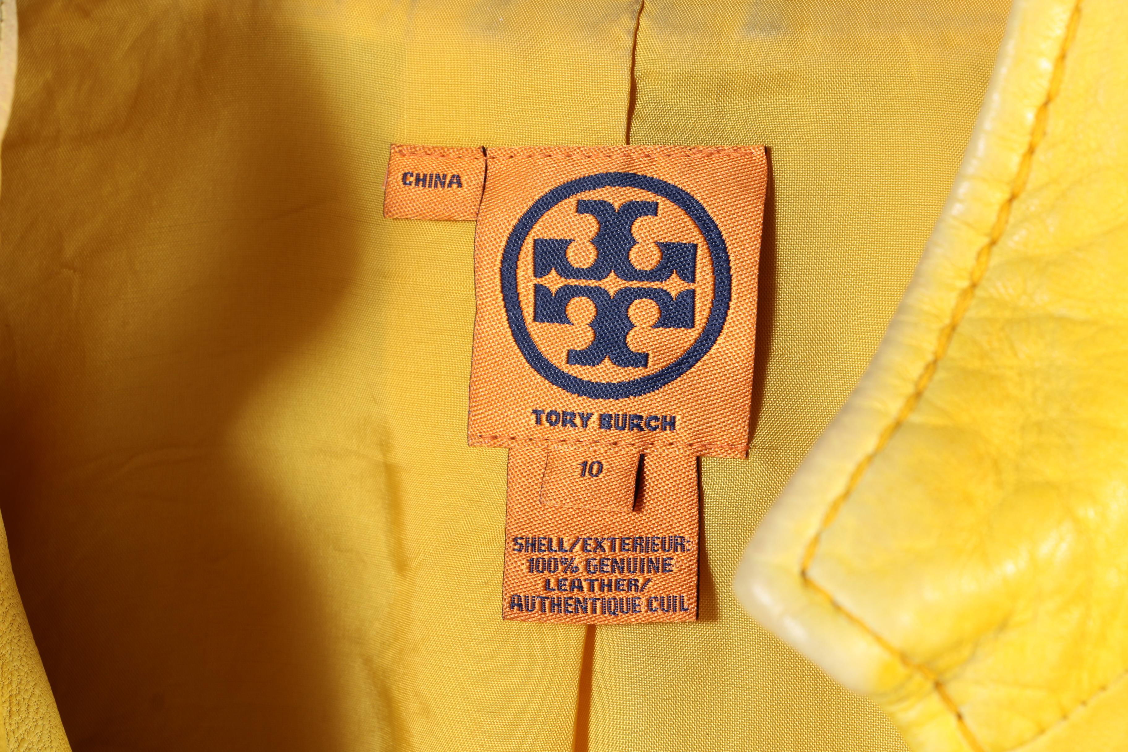 Tory Burch Sgt. Pepper Yellow Leather Military Jacket