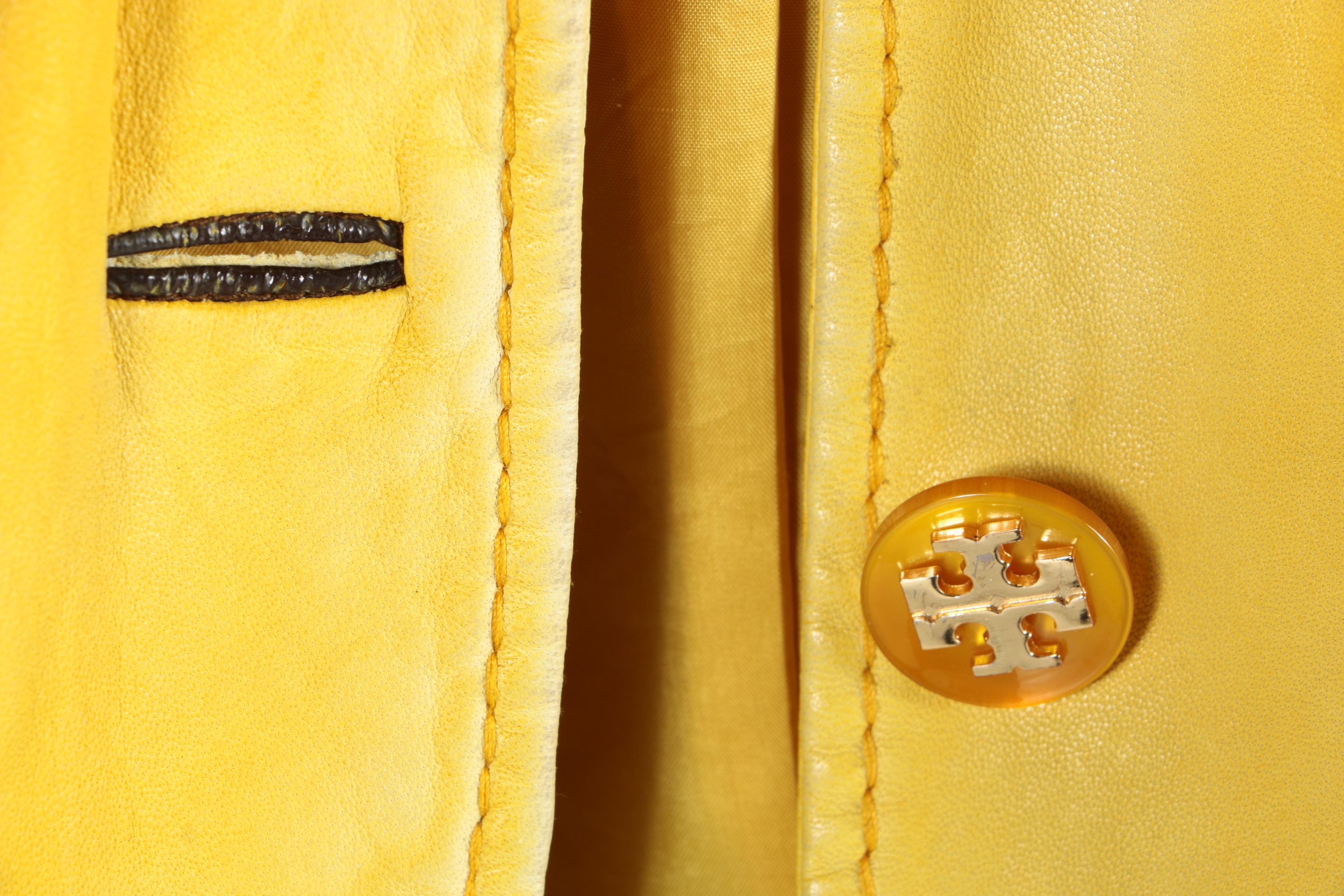 Tory Burch Sgt. Pepper Yellow Leather Military Jacket