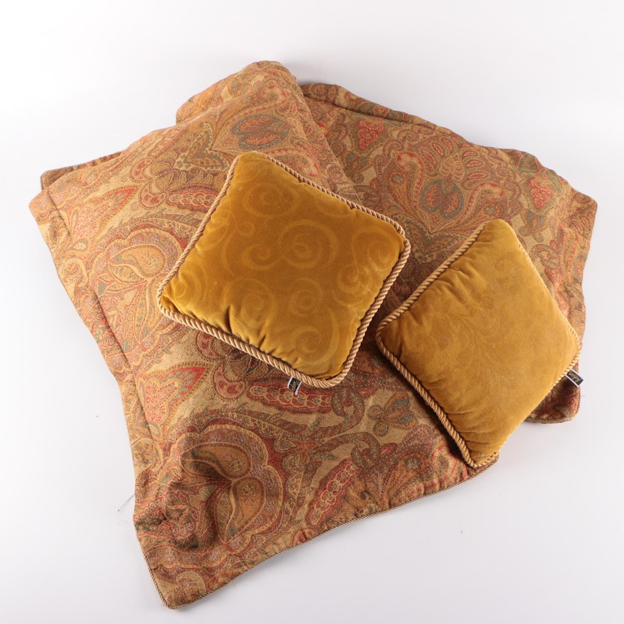 Assorted Woven and PlushThrow Pillows