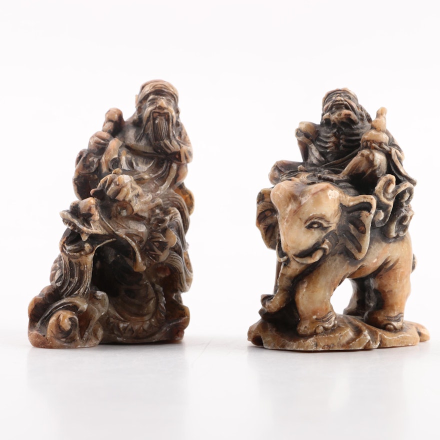 Chinese Hand Carved Soapstone Figurines