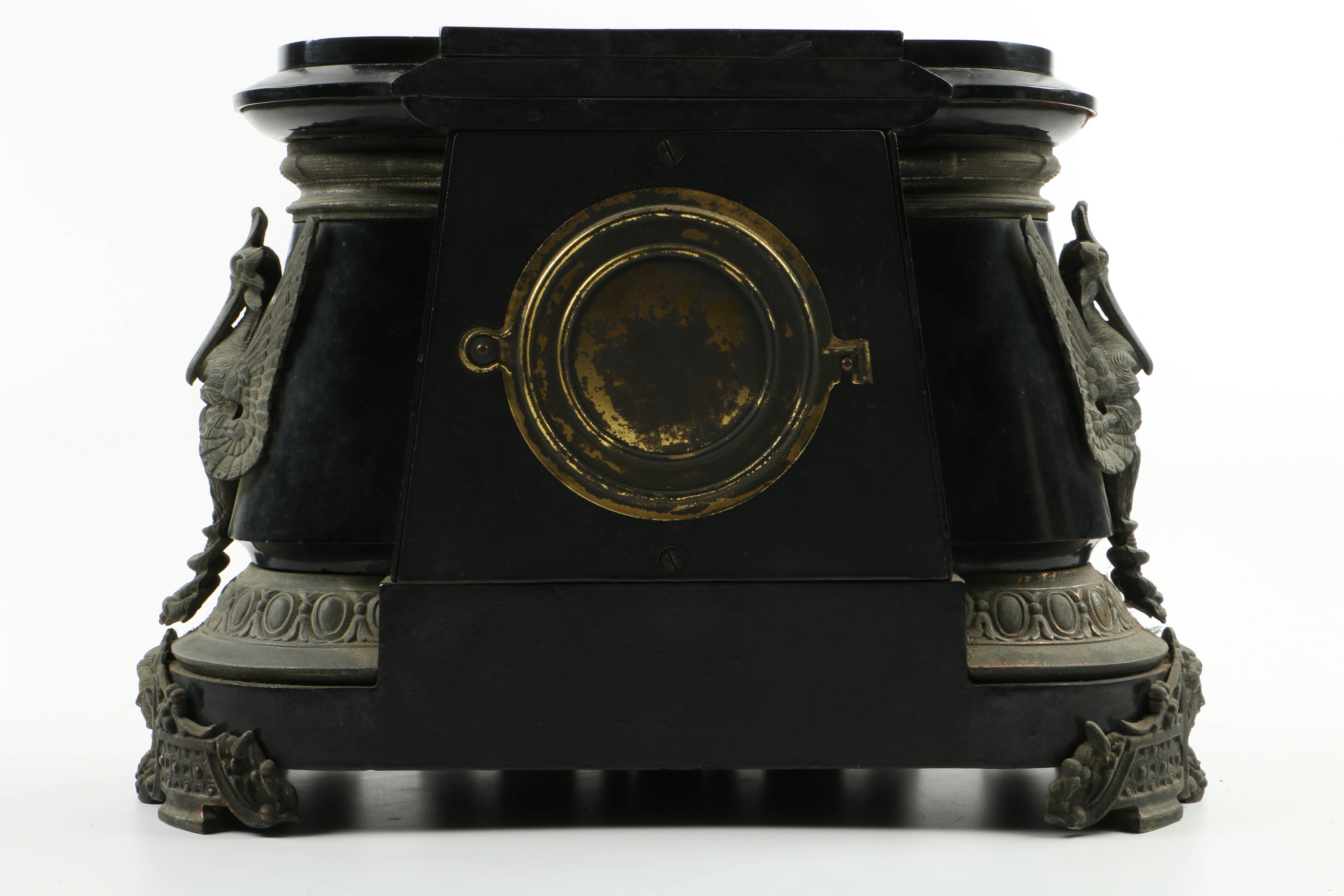 Antique "Pompeii" Cast Iron Mantel Clock by Ansonia Clock Co.