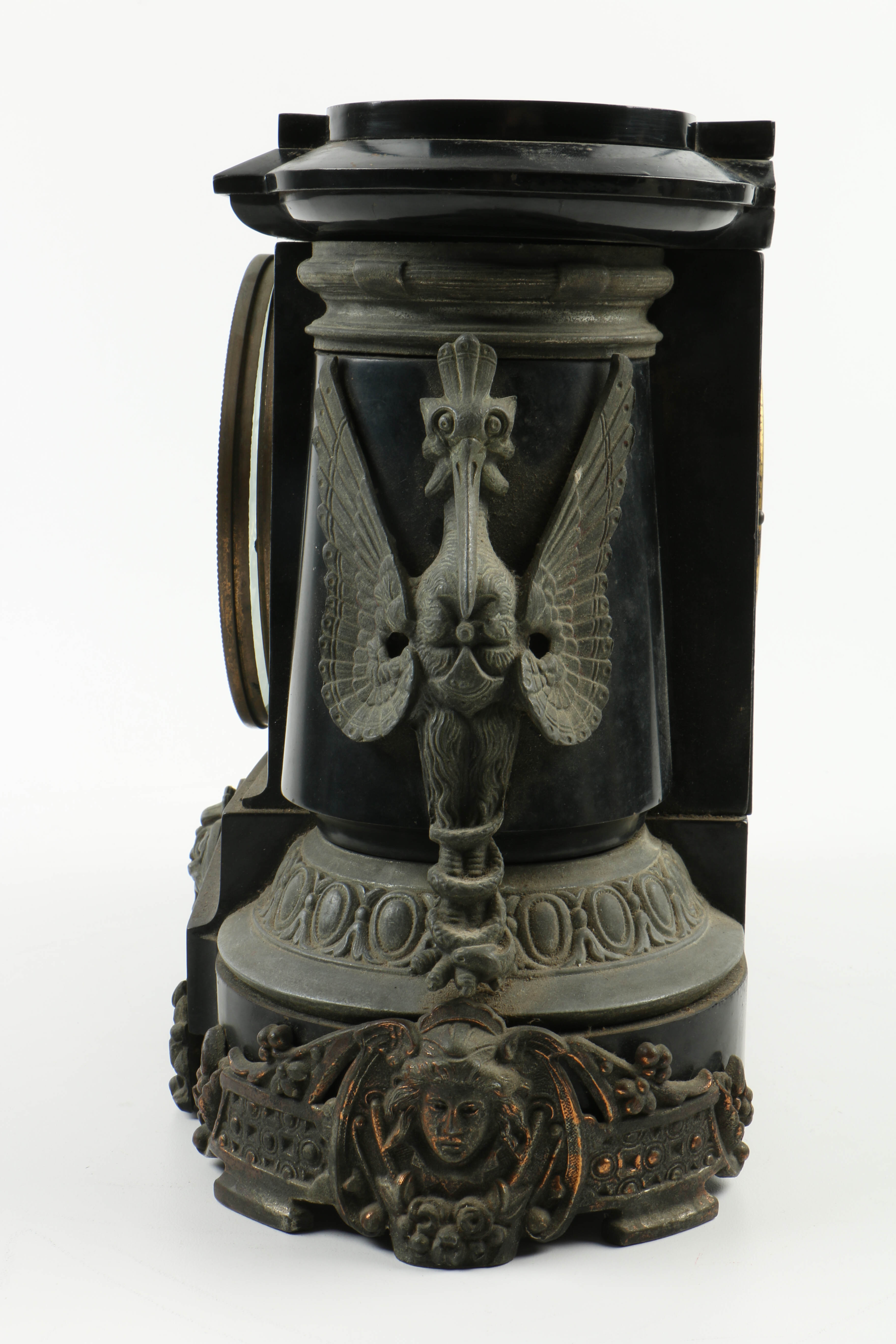 Antique "Pompeii" Cast Iron Mantel Clock by Ansonia Clock Co.