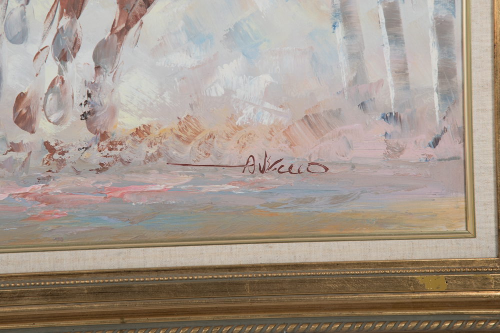 Anthony Veccio Oil Painting of a Horse Race