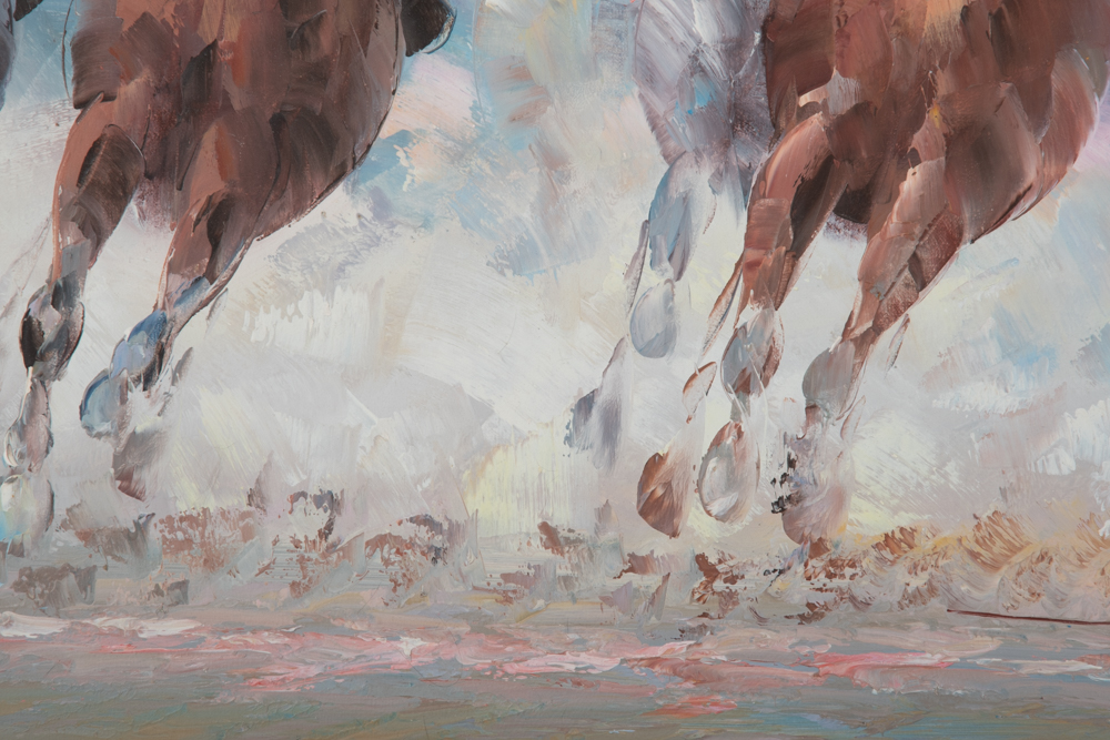 Anthony Veccio Oil Painting of a Horse Race