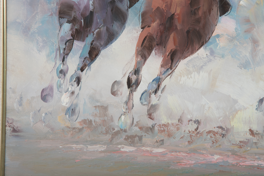 Anthony Veccio Oil Painting of a Horse Race