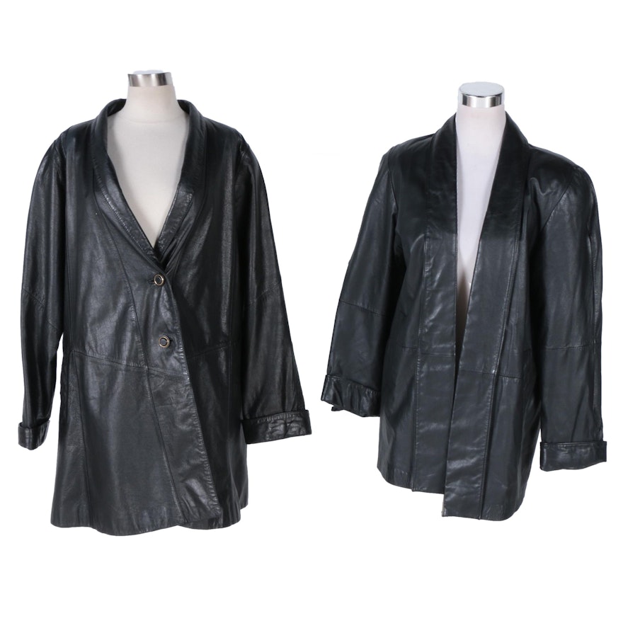 Women's G III and Lord & Taylor Black Leather Jackets