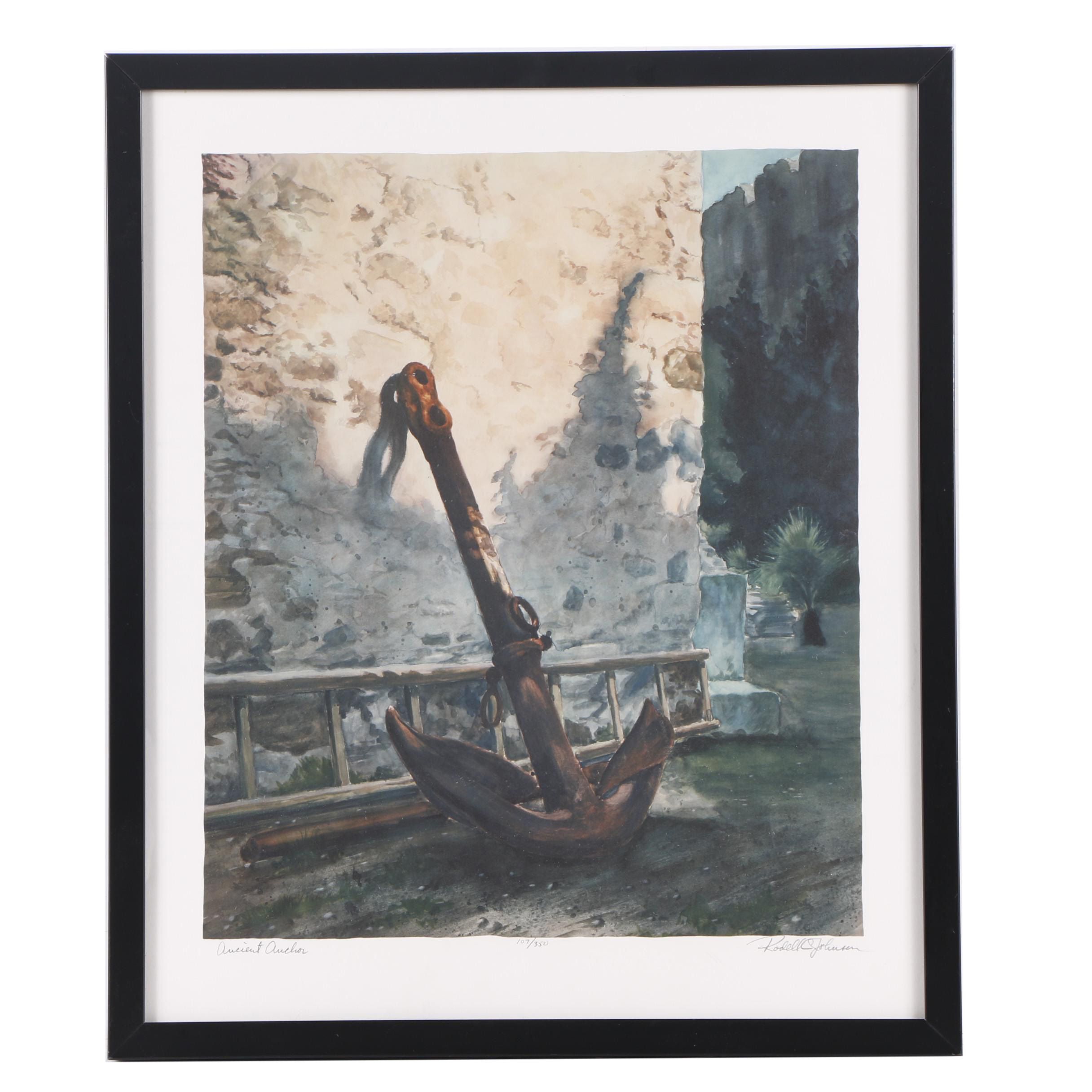 Rodell C. Johnson Lithograph "Ancient Anchor"