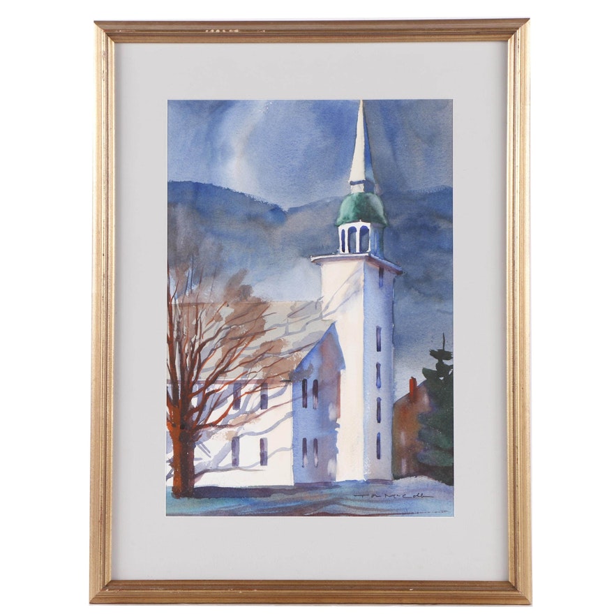 Tom McCobb Watercolor Painting a Church