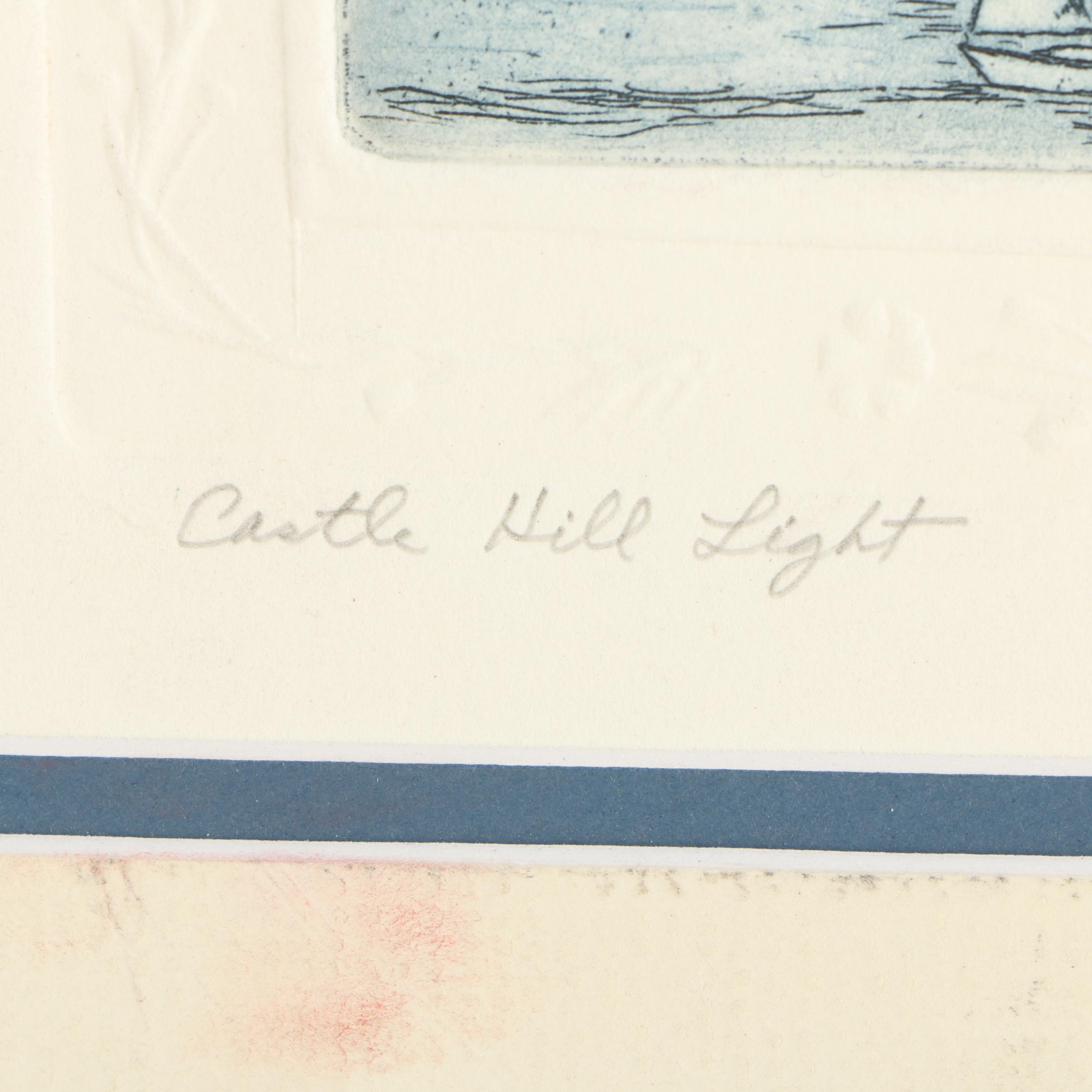 David Olson Intaglio Print on Embossed Paper "Castle Hill Light"